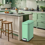 12 Gallon Slim Kitchen Trash Can, Stainless Steel Trash Can with Removal Inner Bucket and Soft-Close Lid, Pedal Garbage Can 45 Liter, Green