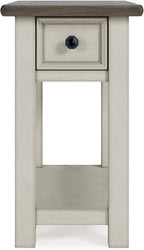 Signature Design by Ashley Bolanburg | Farmhouse Chair-Side End Table – USB Charging Ports, Drawer, Two-Tone Light Brown & Whitewash