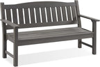 Psilvam 3-Person Outdoor Memorial Bench, All-Weather Poly Lumber Garden Bench, Rot-Resistant Outdoor Patio Bench for Park,Porch,and Church(Grey)