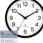 AKCISOT Atomic 12 Inch Wall Clock Analog Clocks for Indoor Kitchen, Battery Operated Clock for Bedroom Office Classroom Living Room(Black)