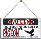 Warning Sign, Pigeon Warning Wood Plaque Sign, Funny Door Signs, Decorative Wood Hanging Suspension Plaque, Farmhouse Wooden Wall Decor, Outdoor Hanging Wooden Signs