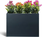 BAYN Metal Rectangular Planter Box Tall Planters for Outdoor Plants Modern Heavy Duty with Drainage Holes for Outside Indoor Patio Deck - Grey, 32”x 12”x 24”