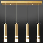 4-Light Dining Room Modern Pendant Light Kitchen Fixture Dimmable LED Gold Pendant Lighting fo Kitchen Island Study Pendant Lights