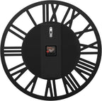 SHYFOY Large Wall Clock - 23.6" Modern Black Wall Clock with Roman Numerals, Decorative Wall Clocks for Living Room, Bedroom, Office - Easy to Hang, Silent Non-Ticking