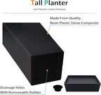 Tall Planters for Outdoor Plants, Large Resin Flower Pots with Saucers for Garden, Front Porch, Patio, Indoor - Set of 2 (Black, 30 inch - 2 Pack)