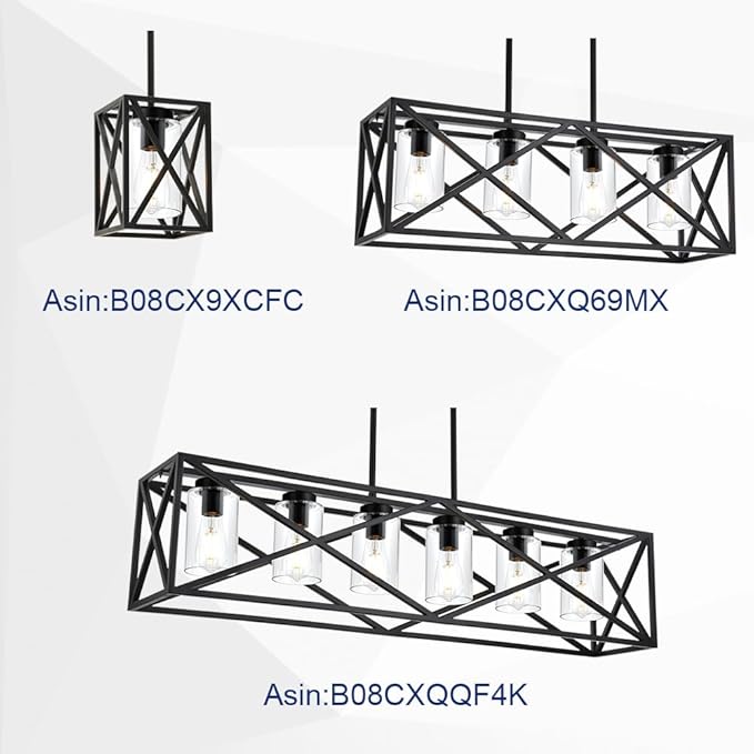 TODOLUZ 1-Light Farmhouse Pendant Light Black Cage Hanging Ceiling Lights with Clear Glass Shade for Kitchen Hallway Dining Room Foyer Bedroom