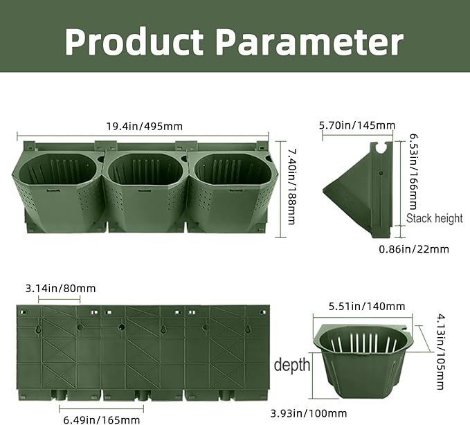 Self Watering Wall Mounted Vertical Planter, 36 Pots Wall Planter Indoor Vertical Living Green Plant Wall Easy Installation (Green)