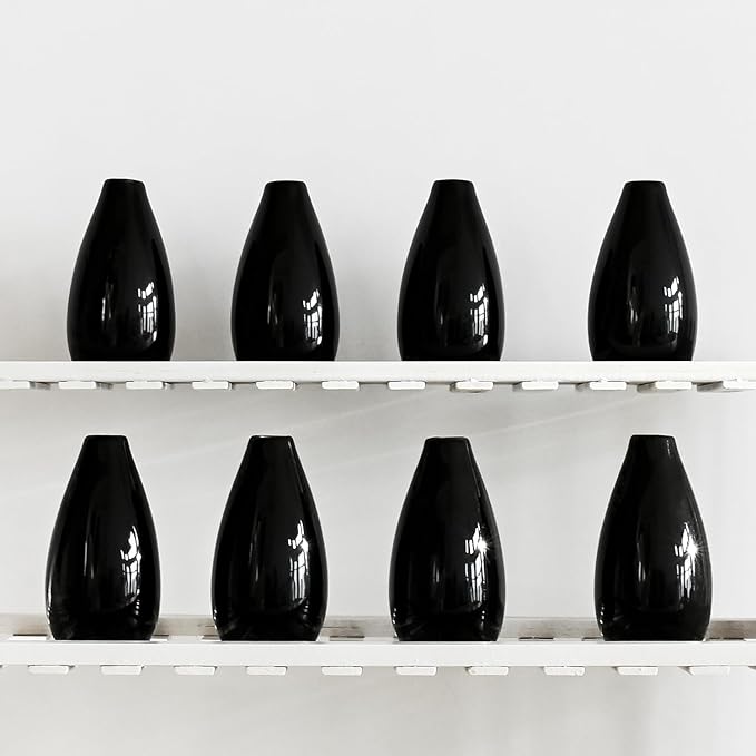 Modern Black Small Ceramic Vase Set of 16 for Living Room Bedroom 4.13'' Minimalist Fresh Flower Vases for Home Decor Office Fireplace Centerpieces Nordic Style Gift for Fake Plant 16 Pack
