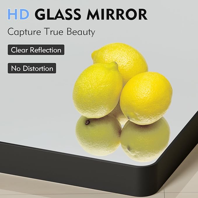 Black Bathroom Mirror 24X32 Inch, Black Metal Framed Mirror for Wall, Rounded Rectangle Matte Bathroom Vanity Mirror with Tempered Glass, Anti-Rust, Horizontal/Vertical