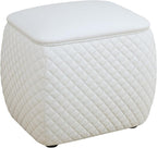 Ottoman Rectangular Storage Ottoman Bench, Faux Leather Footrest, Stool Footstool for Living Room, Bedroom, Entryway, White, 19.5"x15.5"x18"