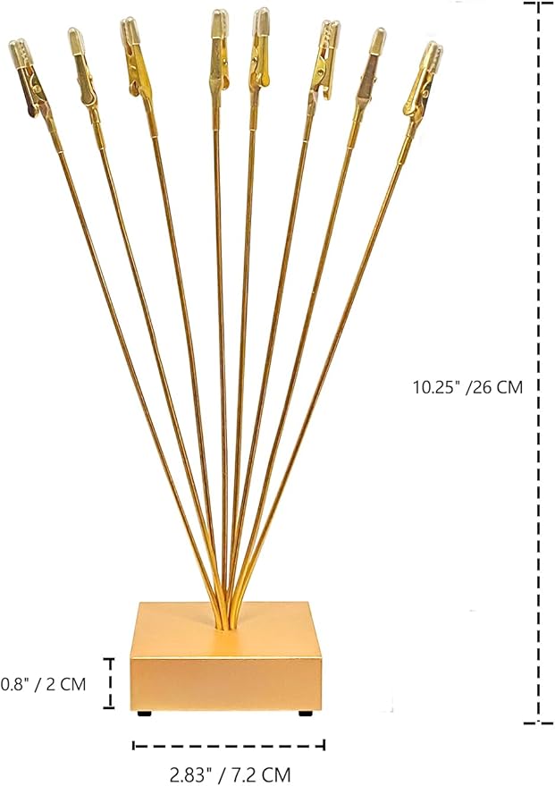 Gold Photo Tree Holder Clip Cube Base,8 - Branch Money Trees Gift Card Holder with Clips,Picture Holder Stand for Christmas Wedding Greeting Birthday Party Gift