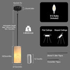 Alabaster Pendant Lights Kitchen Island, Modern Marble Pendant Lighting, Adjustable Black Pendant Lights Fixtures for Bedroom Bathroom Dinning Room(Include E12 Bulb)