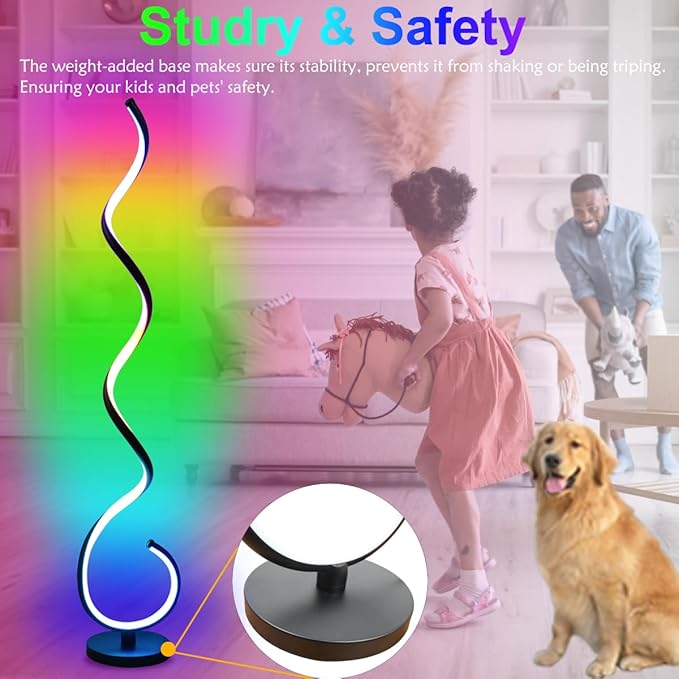 BESKEITE RGB Spiral Floor Lamps for Living Room, Smart LED Corner Floor Lamp for Bedroom with Remote APP Control, Modern Standing Lamp with Music Sync Color Changing Mood Lighting for Home Decor