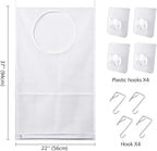 Saves Space Door-Hanging Laundry Bag,Door Hanging Laundry Hamper with 2 Different Types of Hooks, Polyester Fabric Hanging Laundry Basket for Clothes Size 22"X37" -2 Pack White