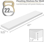 Sorbus Floating Shelves for Wall - 48 Inch Long Bathroom Shelves, Wall Decor for Bedroom, Kitchen, Living Room & Book Storage - Mounted Floating Shelf with Invisible Brackets (White, 3 Pack)