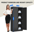 60" Tall Kitchen Pantry Cabinet, Metal Pantry Cabinet with Doors and Adjustable Shelves, Black Utility Storage Cabinet with Handles for Dining Room, Bathroom, Laundry Room - Assemble Required