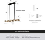 Dining Room Light Fixture,Modern Crystal Chandeleirs Semi Flush Mount Ceiling Light Fixture,Black Metal Crystal Pendant Light for Kitchen Island Farmhouse Dining Room,Living Room (10-Lights)