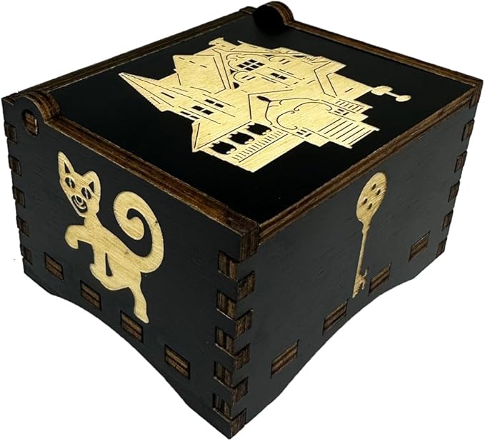 Youtang Music Box Engraved Wooden Gifts Mini Musical Box Play Dreaming for Birthday/Anniversary/Valentine's Day/Christmas (Wind up, Black)