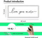 ZZJJHYWGQ Love You More Wall Decor Art 40''×15'' for Large Master Bedroom Above Over Sign Bed Framed Wood Wall Hanging Decor (White)