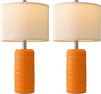 PoKat 23" Orange Table Lamps Decor for Living Room Set of 2, Modern Living Room Lamps for End Table, Ceramic Table Lamps for Bedroom, Contemporary Nightstand Lamps for Home Bedroom Decor