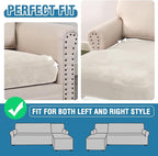 H.VERSAILTEX Velvet Stretch Sectional Couch Covers 3 Pieces Sofa Seat Cushion Covers L Shape Separate Couch Cover for Both Left/Right Sectional Couch (Large Sofa 2 Seater + 1 Chaise, Porcelain)