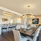 Siljoy 8-Lights Rectangular Flush Mount Ceiling Light Gold Rectangle Modern Crystal Chandelier Farmhouse Close to Ceiling Raindrop Pendant Light Fixture for Dining Living Room Kitchen Island L40''