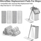 10Pcs Joymoop Mop Replacement Pads, 13 * 4.9'' Universal Mop Pads Mop Head Refills Washable Wet Mop, Compatible with Most 11-13” Size Mops