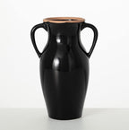 Sullivans Modern Vase with Handles, Modern Flower Ceramic Vases for Your Living Room, Home Office, and Kitchen, Minimalist Shelf for Real or Fake Flowers (CM3121) Black