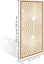 IARTTOP Large Boho Wood Wall Art Set of 3 Framed Wooden Mid-century Modern Wall Decor Minimalist Modern Abstract Geometric Decor for Living Room Bedroom Office-16x32 Inch