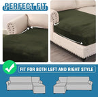 H.VERSAILTEX Velvet Stretch Individual Chaise Cover Sectional Couch Covers for L Shaped Sofa Both Left/Right Furniture Protector Seat Cushion Sofa Cover (1 Piece Chaise Cover, Olive)