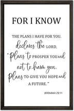 FZMHASLWW For I Know The Plans I Have for You Wall Decor 24"×16" Jeremiah 29 11 Sign Large Wood Framed Wall Hanging Art (Black)