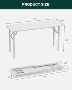 Frylr Small Folding Computer Desk – Portable 55.1 Inch Foldable Laptop Table, Collapsible and Compact for Easy Storage and Fast Setup, Lightweight for Small Spaces, Craft and Study Use, White