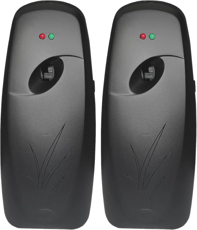 Automatic Air Freshener Spray Dispenser (2-Pack) ，Free Standing or Wall Mounted Automatic Aerosol Spray Dispenser Adjustable Aromatherapy Machines for Bedrooms, Bathrooms,Offices, Hotels (Black)