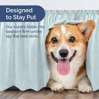 Wrap Around Dust Ruffle Bed Skirt - Ice Blue - for King Size Beds w/ 12 Inch Drop - Easy Fit Elastic Strap - Adjustable Pleated Bedskirt w/Brushed Fabric - Wrinkle Free - for Women, Men, Kids & Teens