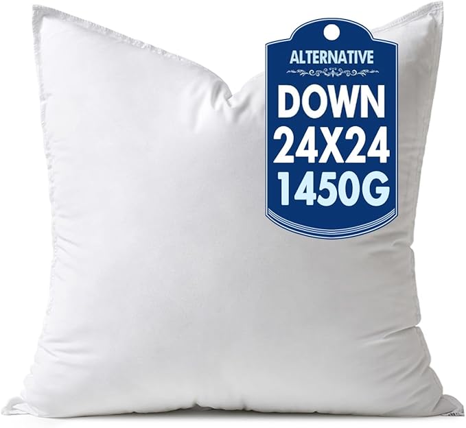 MIULEE 24x24 Down Alternative Pillow Insert Euro Decorative Throw Pillow 24 x 24 Inch Body Bed Sleeping Ultra Soft Fluffy Form for Sofa Couch Bed