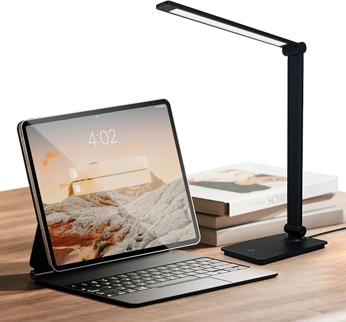 Desk Lamp, LUJOLUMIN Desk Light, Dimmable Reading Lamp,CRI>90, 700 Lumen, 3 Brightness Levels, Touch Control, LED Foldable Led Lamp for Kids, Working, Office, Study