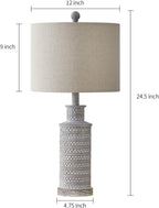 BOBOMOMO 24.5" Farmhouse Rustic Retro 24.5'' Table Lamp Set of 2 for Bedroom Living Room Traditional Nightstand End Table Lamps