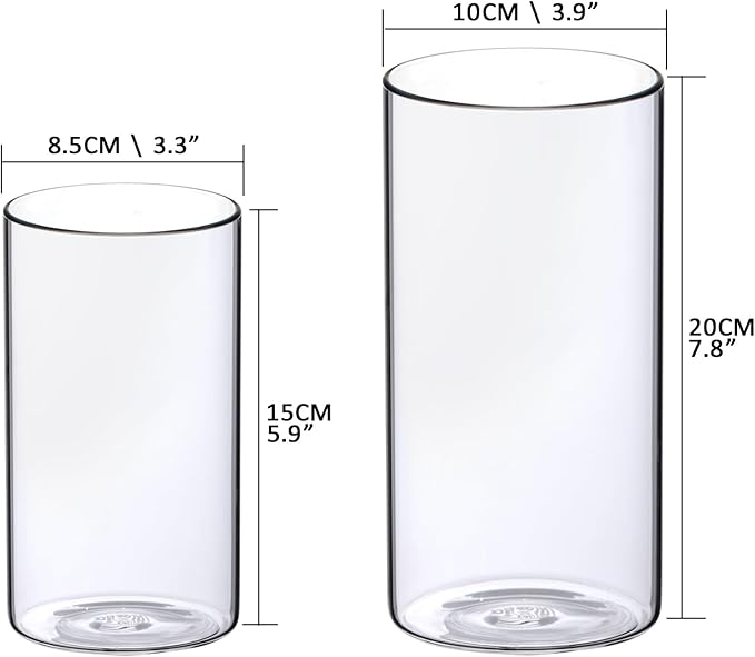 WDHODEC Hurricane Candle Holders 24 PCS, 6" 8" Clear Glass Bud Vases, Cylinder Vase, Pillar Floating Candle Holders for Wedding Birthday Party Centerpiece