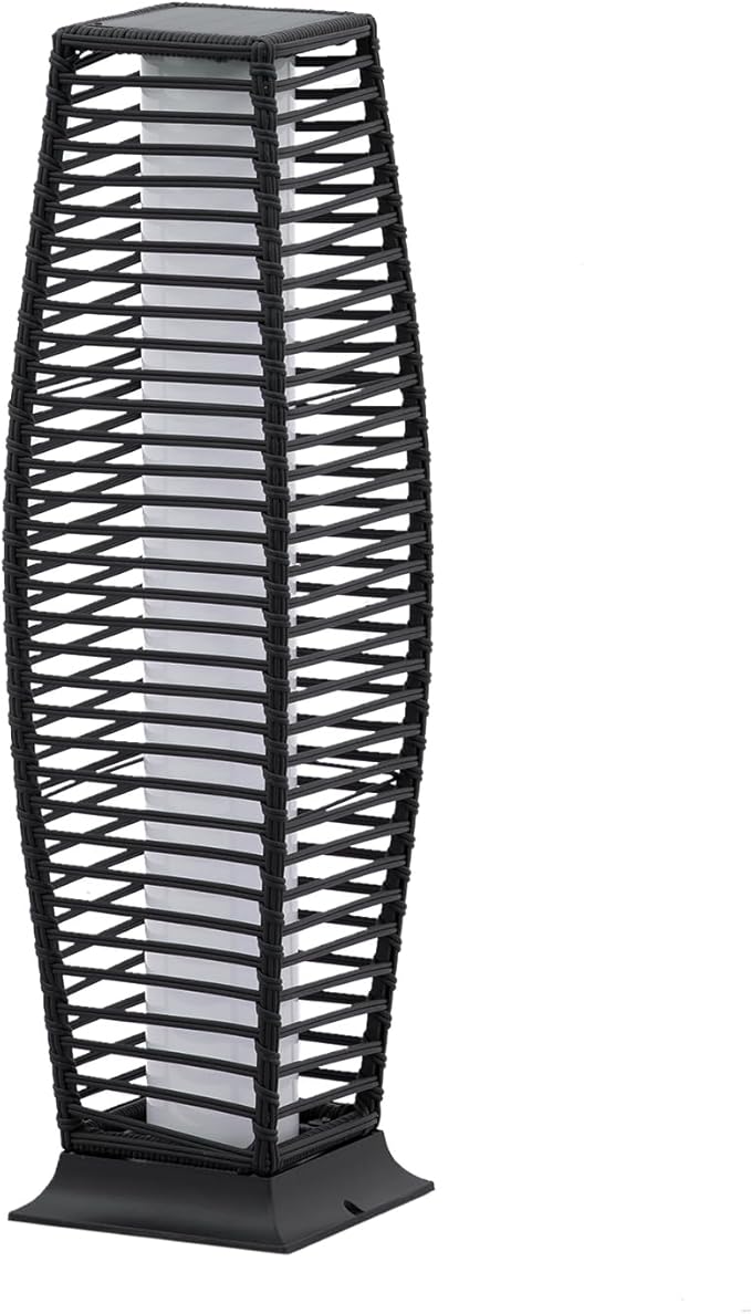 Outdoor Floor Lamp Weather-Resistant Outdoor Wicker Light Solar Powered Lantern Deck Lights for Patio Yard Garden