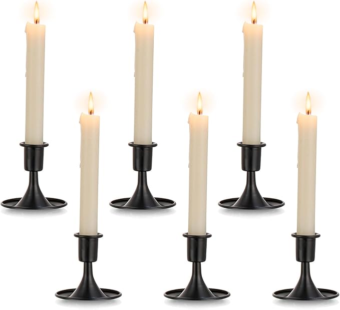 Black Candlestick Candle Holders for Taper ：6 PCS Romadedi Candle Stick Holder Set Vintage Table Centerpiece Halloween Decoration Wedding Christmas Fireplace Mantel Home Deocr