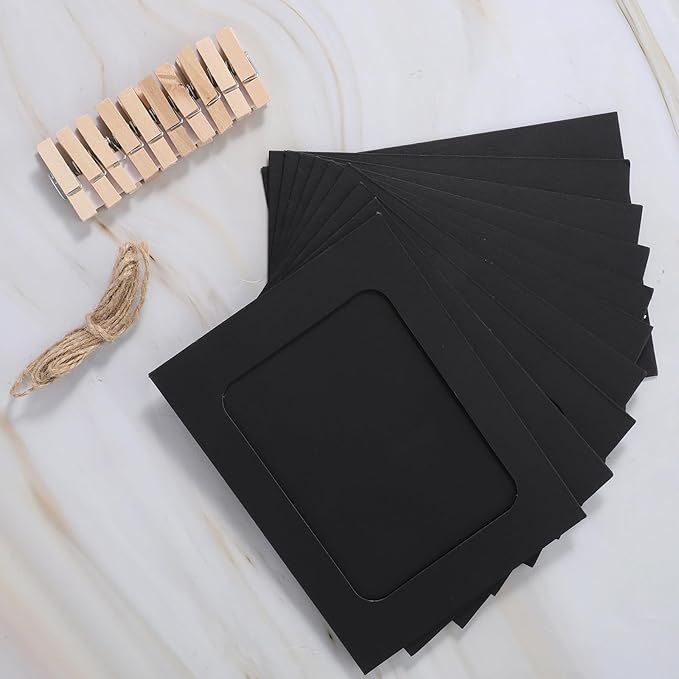 Giantree 20Pcs Photo Banner for Pictures, Paper Picture Frames, 4x6 Inch Photos Banner, Paper Photo Frame Photos String With Clips for Home Wall Decor,School and Office Decor(Style B)