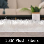 Latepis Boho Runner 2x6 White with Grey Tips Fluffy Shag Rug Washable Shaggy Rugs Faux Sheepskin Fur Rug Throw Rugs for Living Room Bedroom,Runner