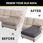 PrinceDeco Sectional Couch Covers Velvet Couch Cover for Dogs Washable L Shaped Couch Cover 1 Piece Individual Sectional Couch Covers with Elastic Bottom(Chaise Lounge,Grey)