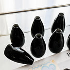 Modern Black Small Ceramic Vase Set of 8 for Living Room Bedroom 4.13'' Minimalist Fresh Flower Vases for Home Decor Office Fireplace Centerpieces Nordic Style Gift for Fake Plant 8 Pack