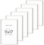 HAUS AND HUES Set of 6 11x17 Picture Frame - 11x17 Frames Wood Picture Frames, Collage Picture Frame 11x17 Wooden Frames, 11x17 Poster Frame Wooden Picture Frames Collage Wall Decor (White Oak)