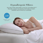 MARTHA STEWART Hotel Collection Meidum Soft Feather Down Pillows 100% Cotton 500 Thread Count Damask Stripe Embroidered, King Size Set of 2, White 2