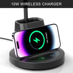 Desk Lamp with Wireless Charger, LED Desk Lamp for Home Office with Pen Holder, Dimmable Eye-Caring Study Desk Light Flexible Arm 3 Color Modes for College Dorm, 800 Lumens CRI 90