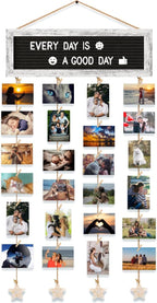 Picture Frames Collage Wall Decor Photo Frames Collage for Wall Decor, Rustic Felt Letter Board with 340 Letters and 30 Clips, Unique DIY Picture Frame Photo Organizer, Gifts for Teen Girls