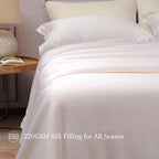 CUDDLE DREAMS Silk Filled Comforter for All Season, Detachable Tencel Duvet Cover for Easy Care, Naturally Breathable (White, Queen)