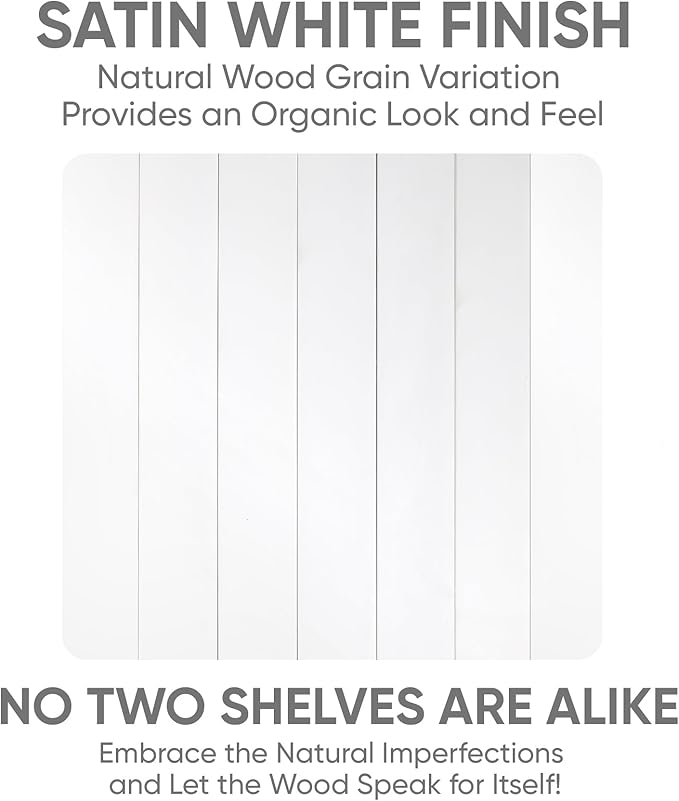 Homeforia Floating White Shelf 60 inches, High End Solid Real Wood 60inch Long Floating Shelves for Wall Mounted, White Wooden 60in Floating Shelves, Heavy Duty Bracket, 60 X 6.5 X 1.75 inch, Set of 3